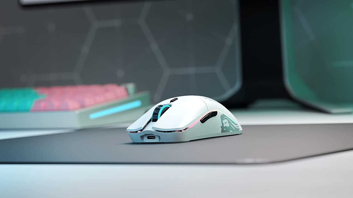 Model O- (Minus) Wireless Gaming Mouse - 65G Superlight Honeycomb Design, RGB, Ambidextrous, Lag Free 2.4Ghz Wireless, up to 71 Hours Battery - Matte White