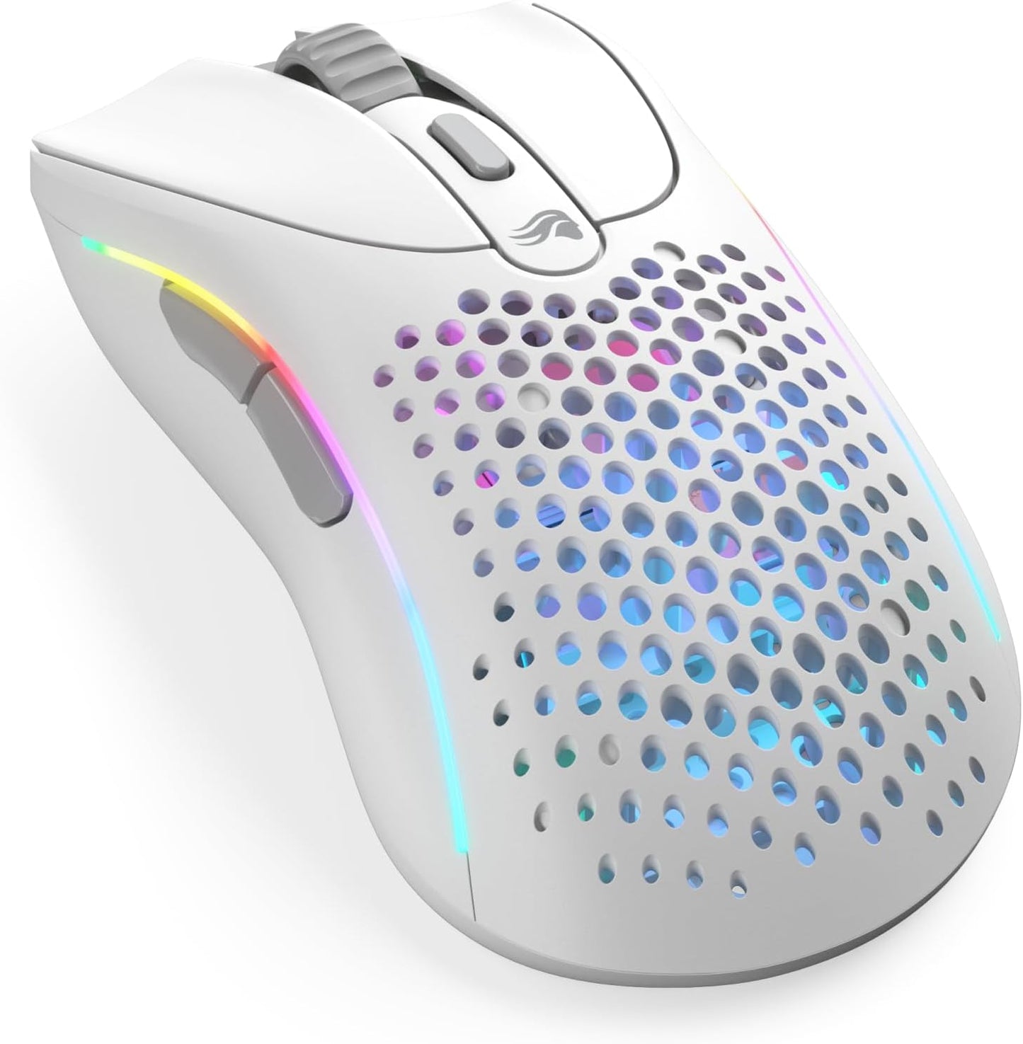 Model O- (Minus) Wireless Gaming Mouse - 65G Superlight Honeycomb Design, RGB, Ambidextrous, Lag Free 2.4Ghz Wireless, up to 71 Hours Battery - Matte White