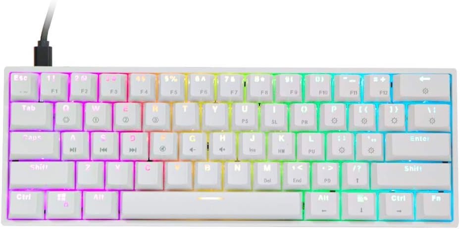 SKYLOONG GK61 SK61 61 Keys Hot Swappable 60% Mechanical Keyboard with RGB Backlit, Doubleshot ABS Keycaps, Dustproof for Win/Mac/Gamers(Gateron Optical Red, White