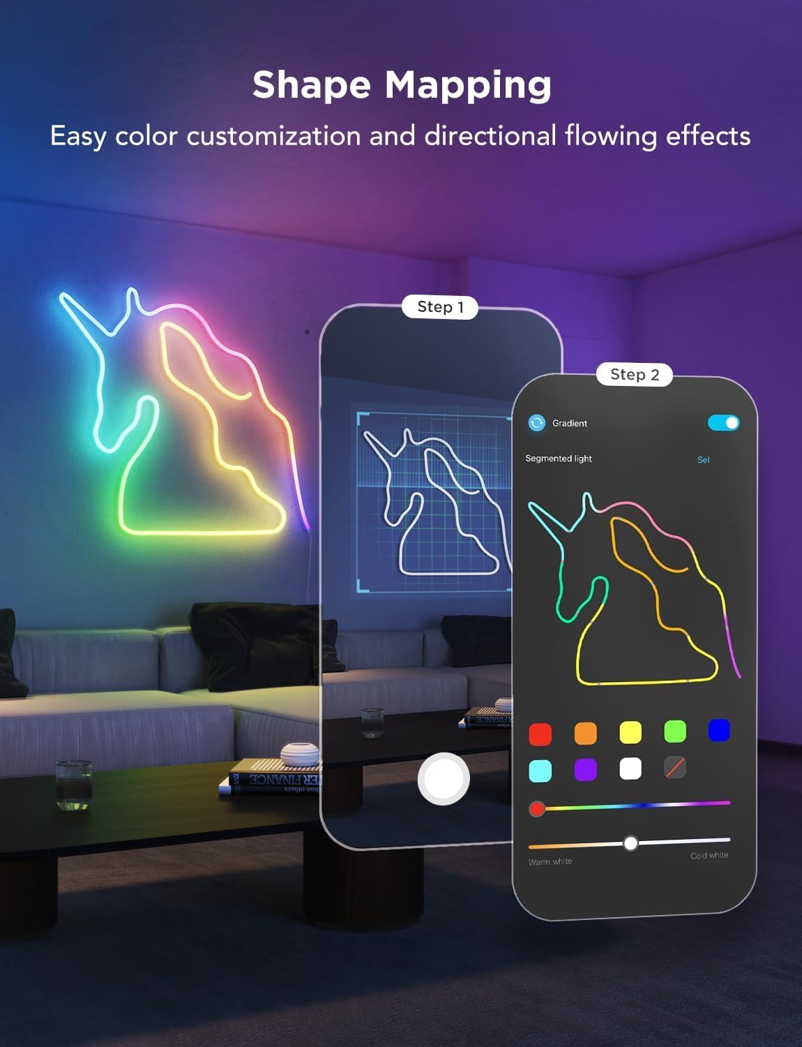 RGBIC Neon Lights, LED Smart Neon Rope Light 2 Works with Matter, Alexa, Google Assistant, Custom DIY Neon Strip Lights for Bedroom and Holiday Decor, Softer Material, 32.8Ft, White