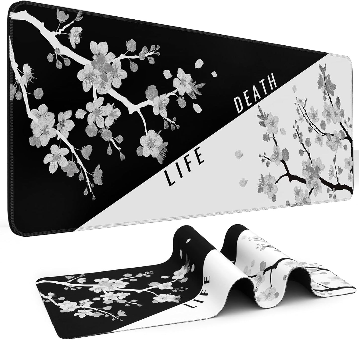 Black Mouse Pad Gaming Keyboard Pad 31.5 X 11.8 in Large Computer Mouse Pad with Anti-Slip Rubber Base and Stitched Edges, Extended Mouse Mat for Gaming Working