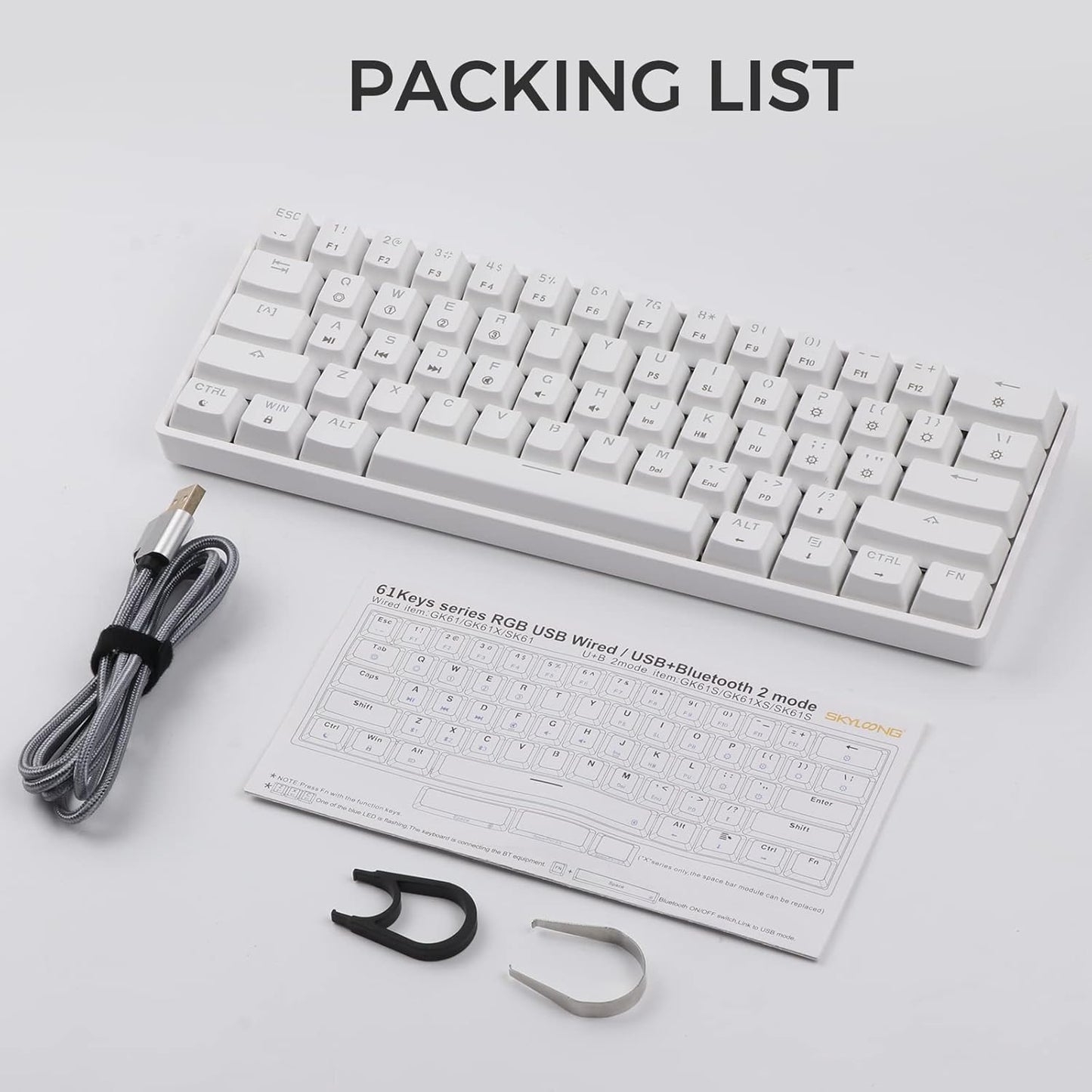 SKYLOONG GK61 SK61 61 Keys Hot Swappable 60% Mechanical Keyboard with RGB Backlit, Doubleshot ABS Keycaps, Dustproof for Win/Mac/Gamers(Gateron Optical Red, White
