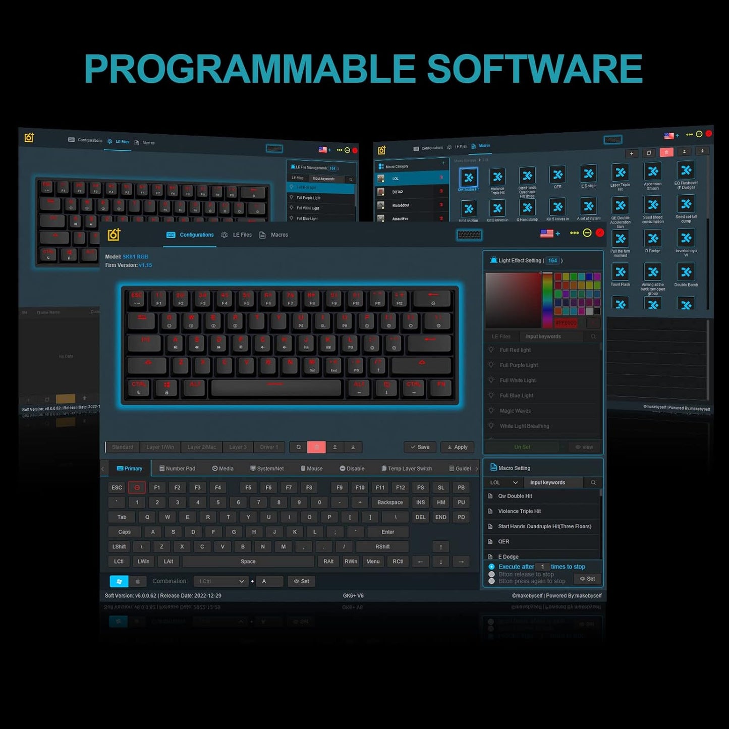 SKYLOONG GK61 SK61 61 Keys Hot Swappable 60% Mechanical Keyboard with RGB Backlit, Doubleshot ABS Keycaps, Dustproof for Win/Mac/Gamers(Gateron Optical Red, White