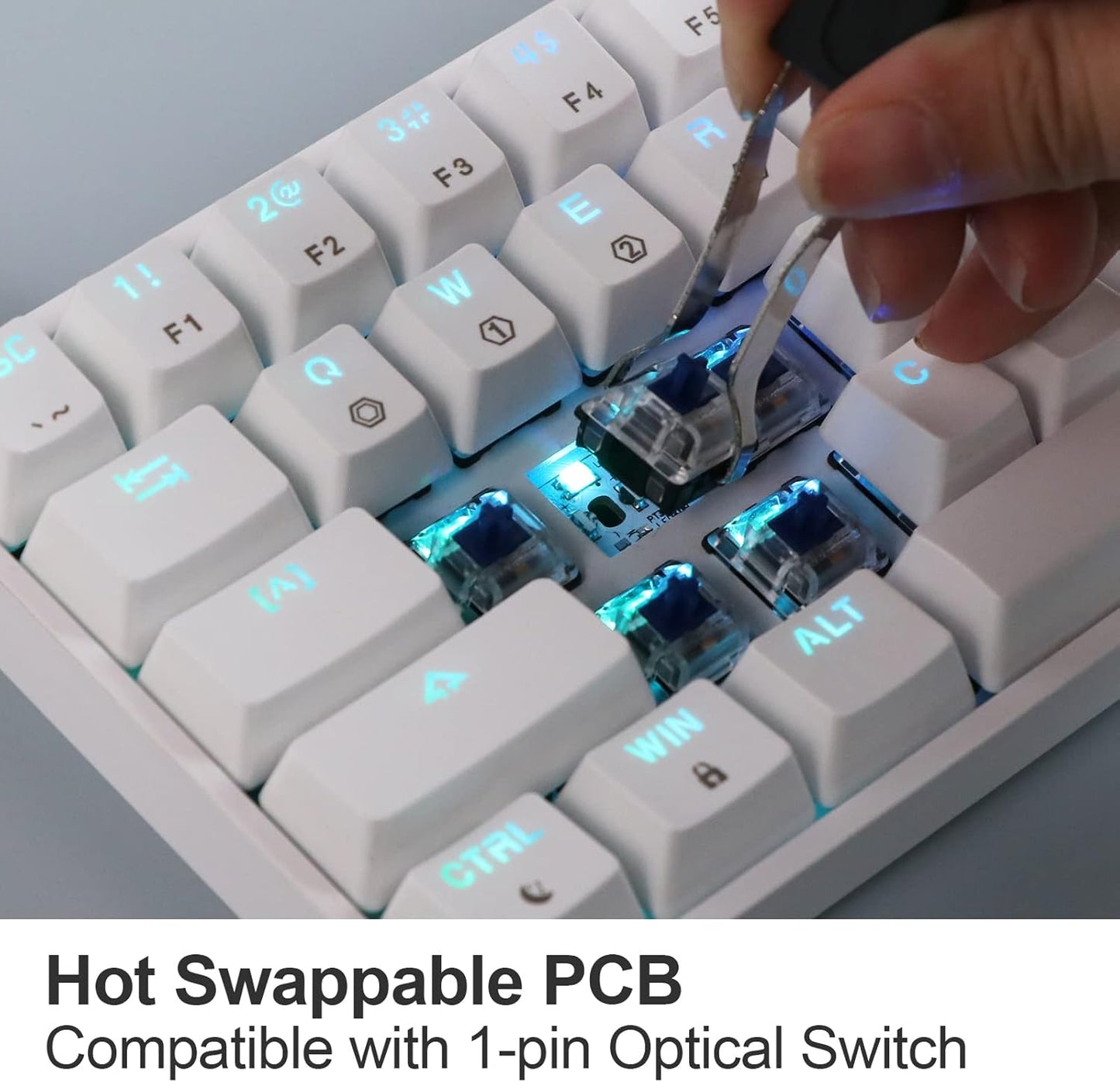 SKYLOONG GK61 SK61 61 Keys Hot Swappable 60% Mechanical Keyboard with RGB Backlit, Doubleshot ABS Keycaps, Dustproof for Win/Mac/Gamers(Gateron Optical Red, White