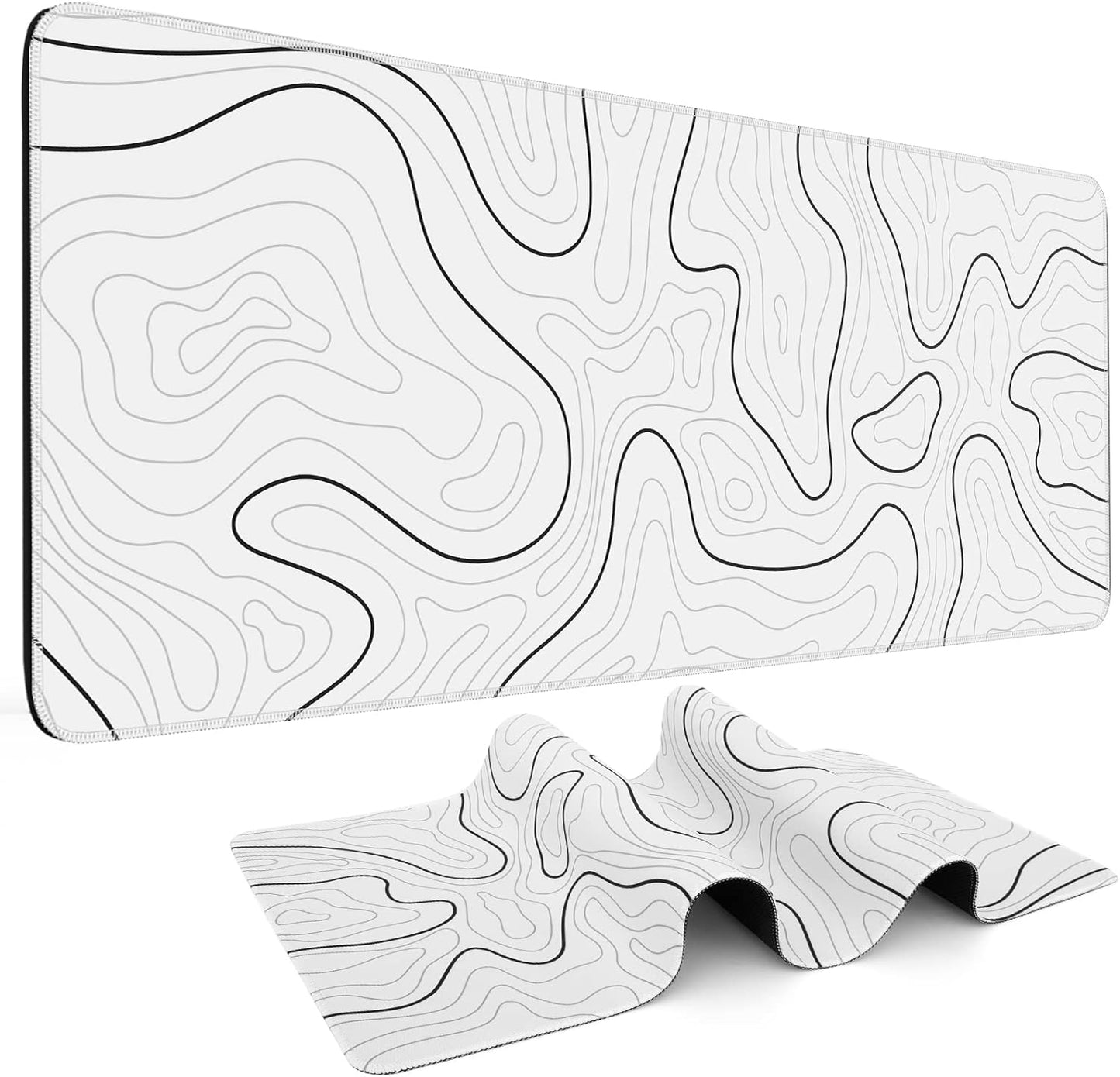 Black Mouse Pad Gaming Keyboard Pad 31.5 X 11.8 in Large Computer Mouse Pad with Anti-Slip Rubber Base and Stitched Edges, Extended Mouse Mat for Gaming Working