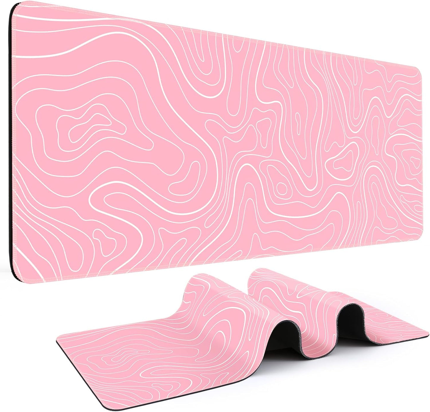 Black Mouse Pad Gaming Keyboard Pad 31.5 X 11.8 in Large Computer Mouse Pad with Anti-Slip Rubber Base and Stitched Edges, Extended Mouse Mat for Gaming Working