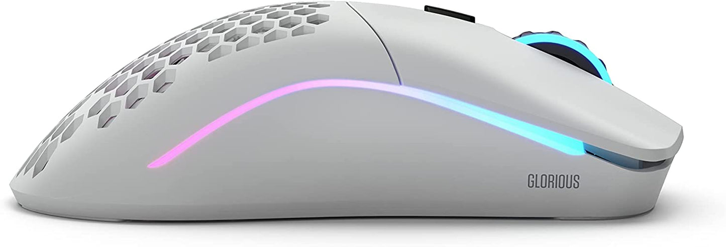 Model O- (Minus) Wireless Gaming Mouse - 65G Superlight Honeycomb Design, RGB, Ambidextrous, Lag Free 2.4Ghz Wireless, up to 71 Hours Battery - Matte White