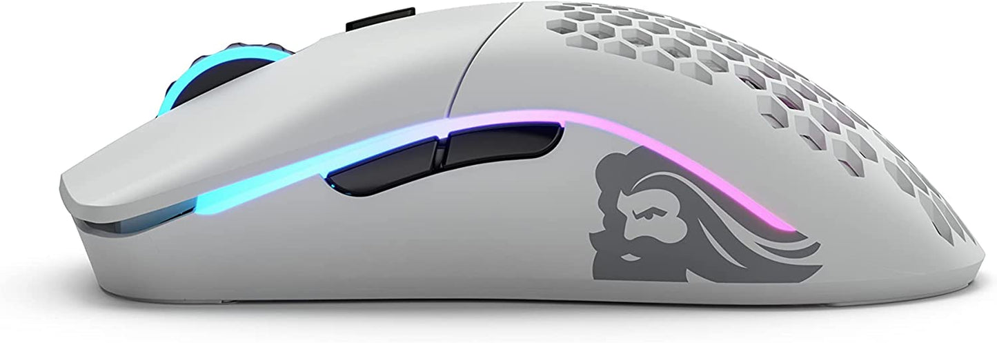 Model O- (Minus) Wireless Gaming Mouse - 65G Superlight Honeycomb Design, RGB, Ambidextrous, Lag Free 2.4Ghz Wireless, up to 71 Hours Battery - Matte White