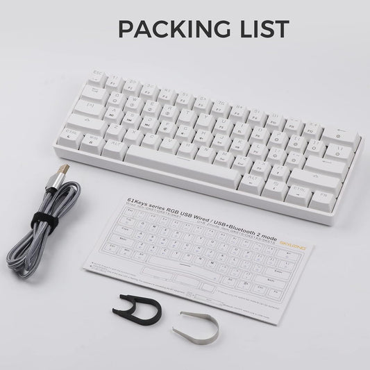 SKYLOONG GK61 SK61 61 Keys Hot Swappable 60% Mechanical Keyboard with RGB Backlit, Doubleshot ABS Keycaps, Dustproof for Win/Mac/Gamers（Gateron Optical Red, White