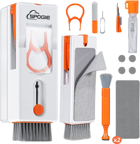 11-In-1 Keyboard Cleaning Kit, Laptop Cleaning Kit Keyboard Brush Cleaner Electronics Cleaner for Cell Phone/Earbuds/Camera Lens/Computer with Multifunctional Cleaning Tool (Orange)